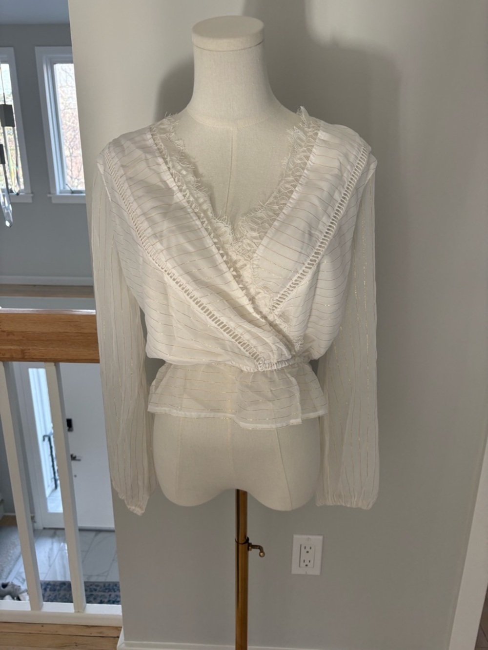 Miss Selfridge White Wrap Blouse with Ruffle Trim
